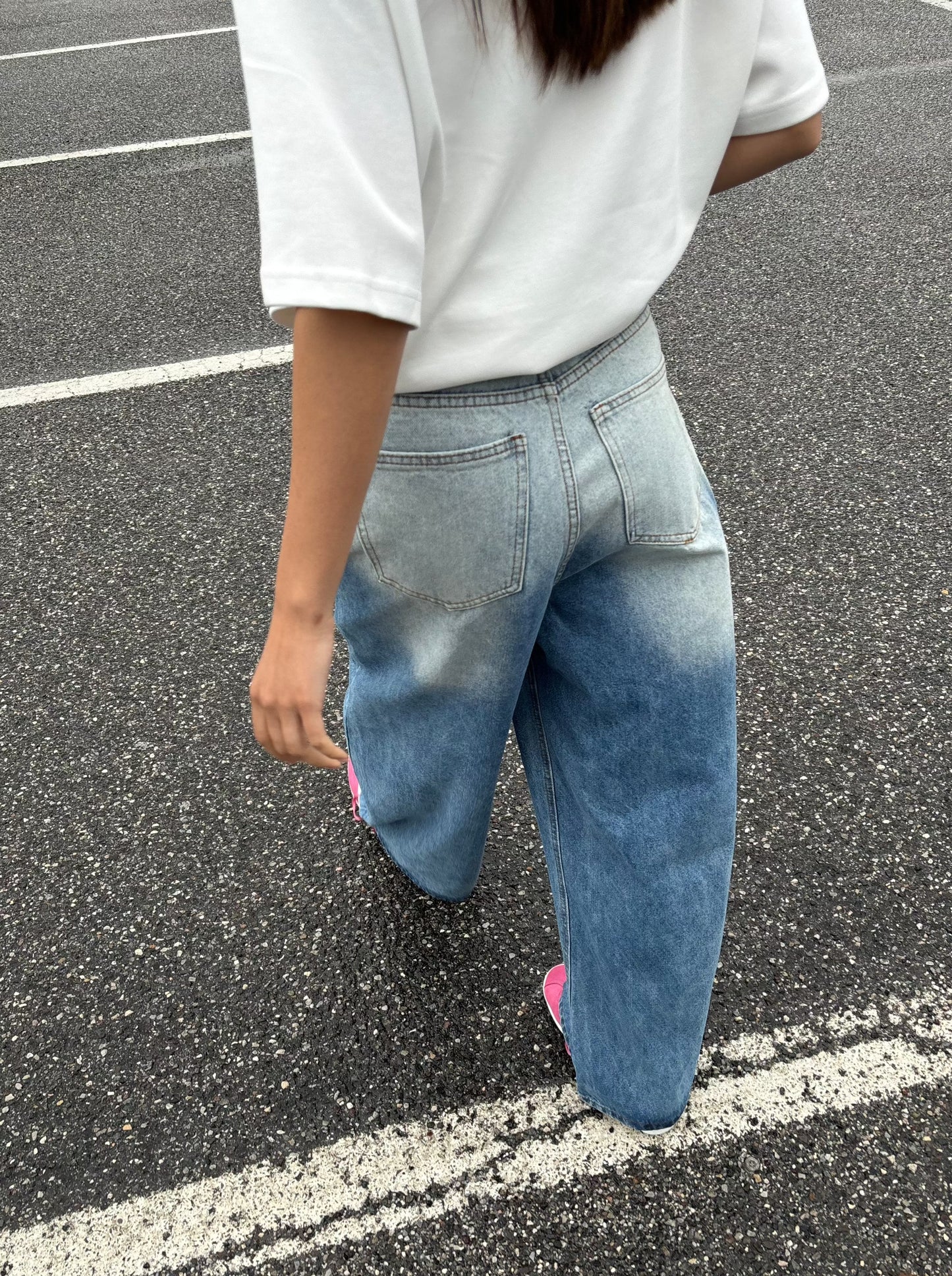 Washed wide leg jeans