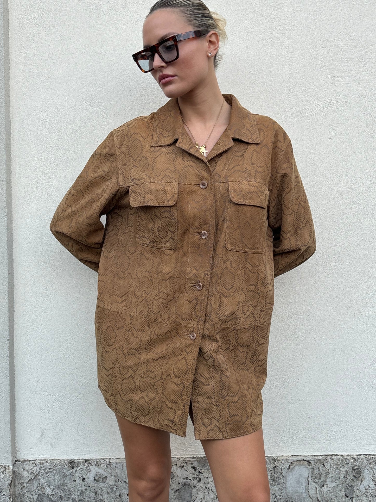 Camicia suede pitonata