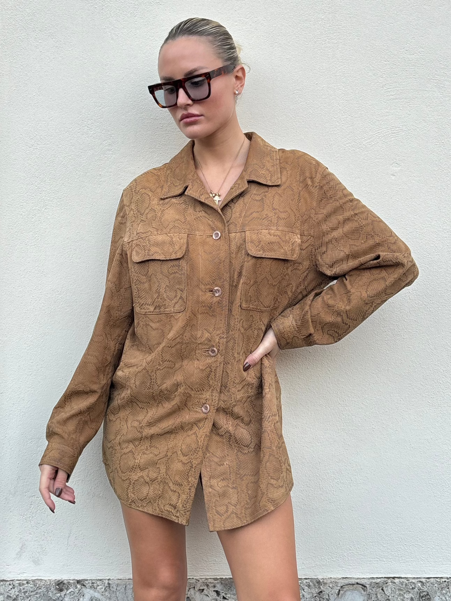 Camicia suede pitonata