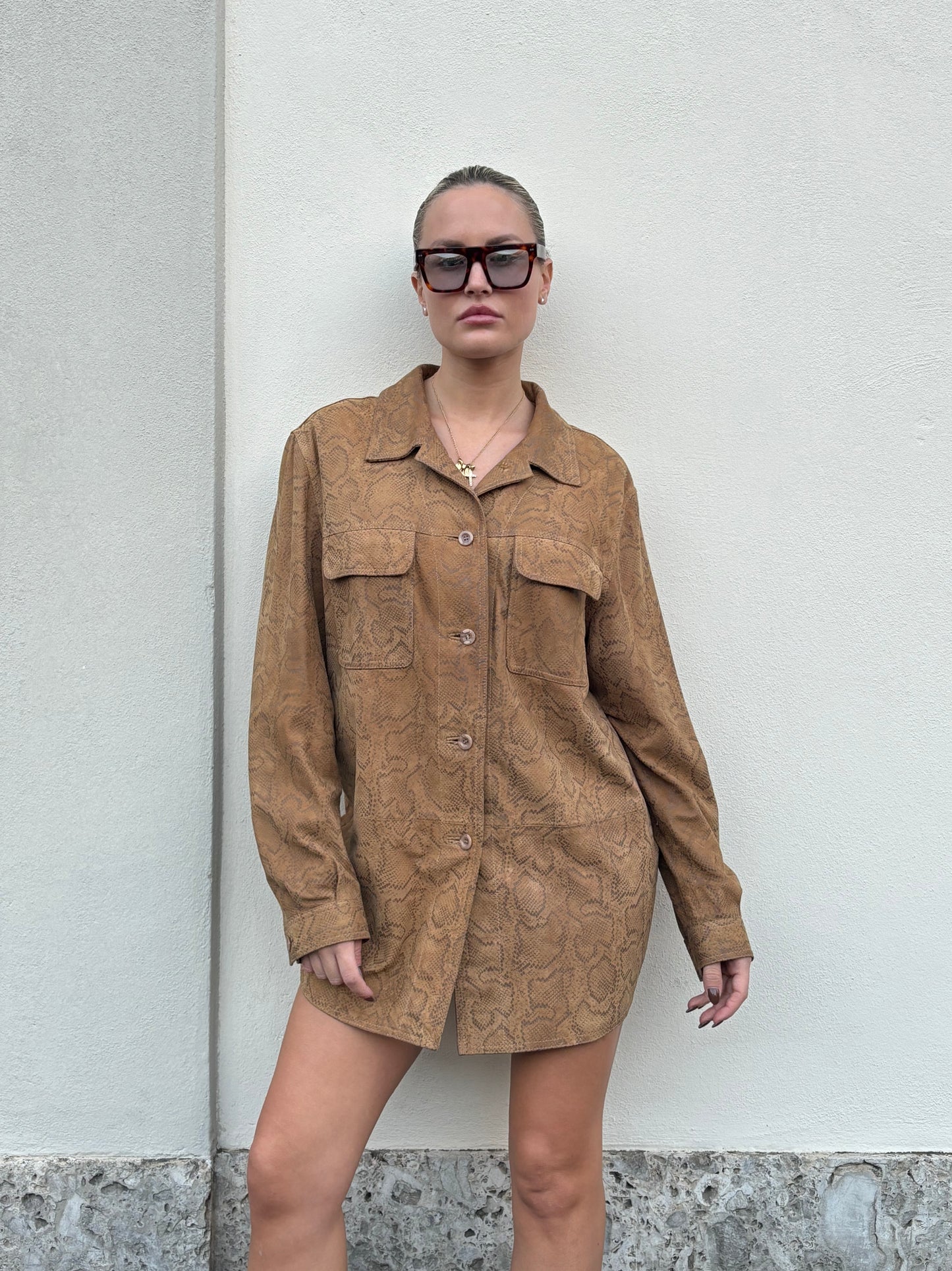 Camicia suede pitonata