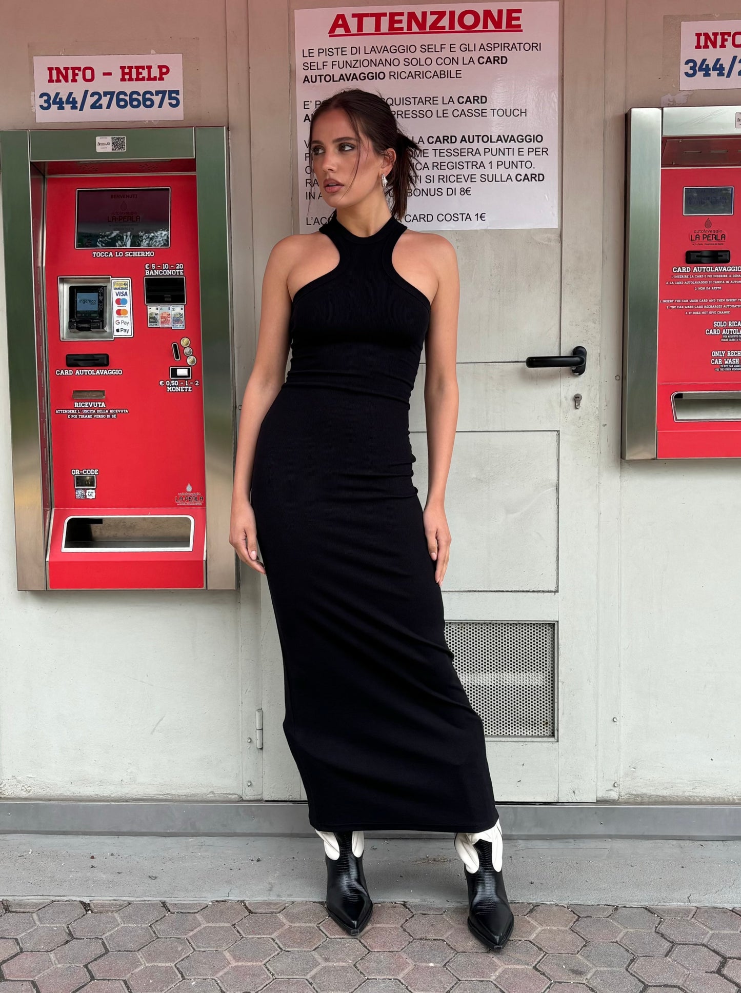 Ribbed midi racer dress