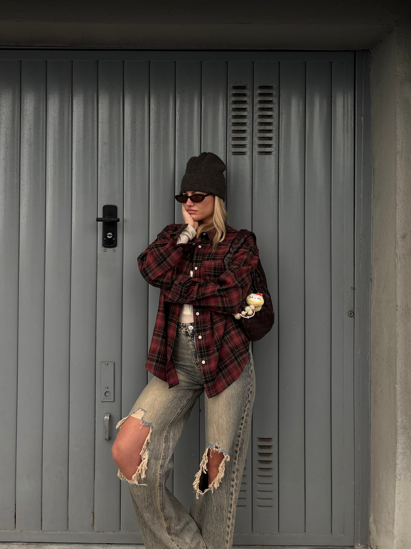 Crepe check shirt