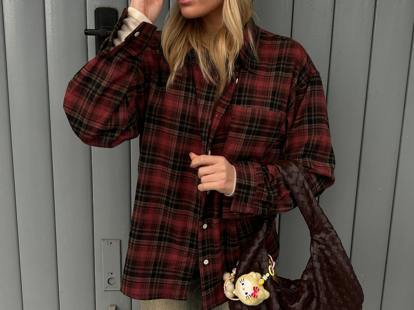 Crepe check shirt