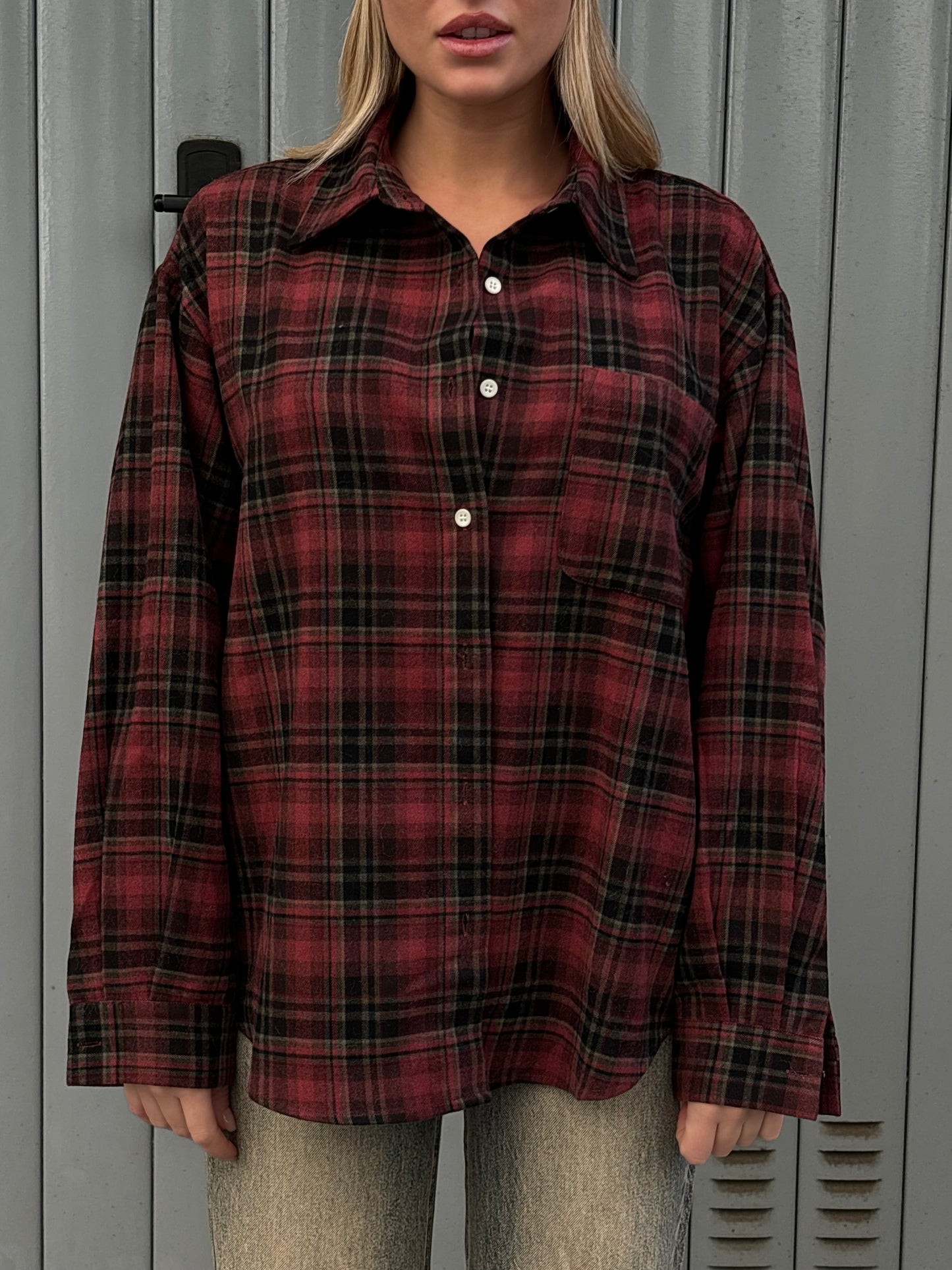 Crepe check shirt
