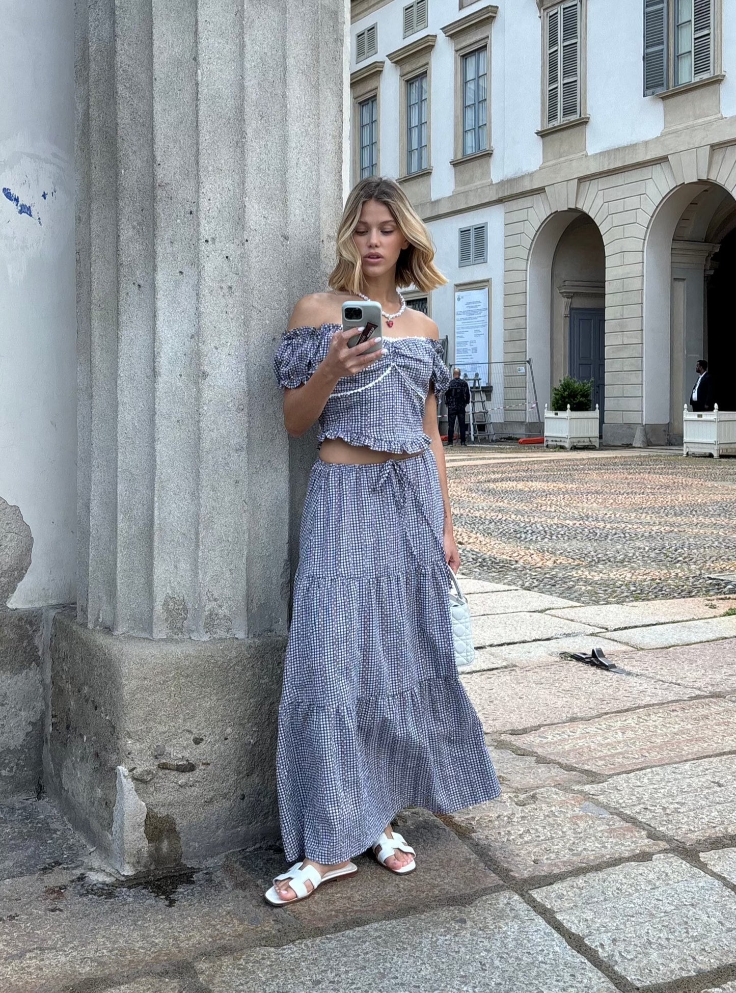 Co-ord set top + maxi gonna vichy