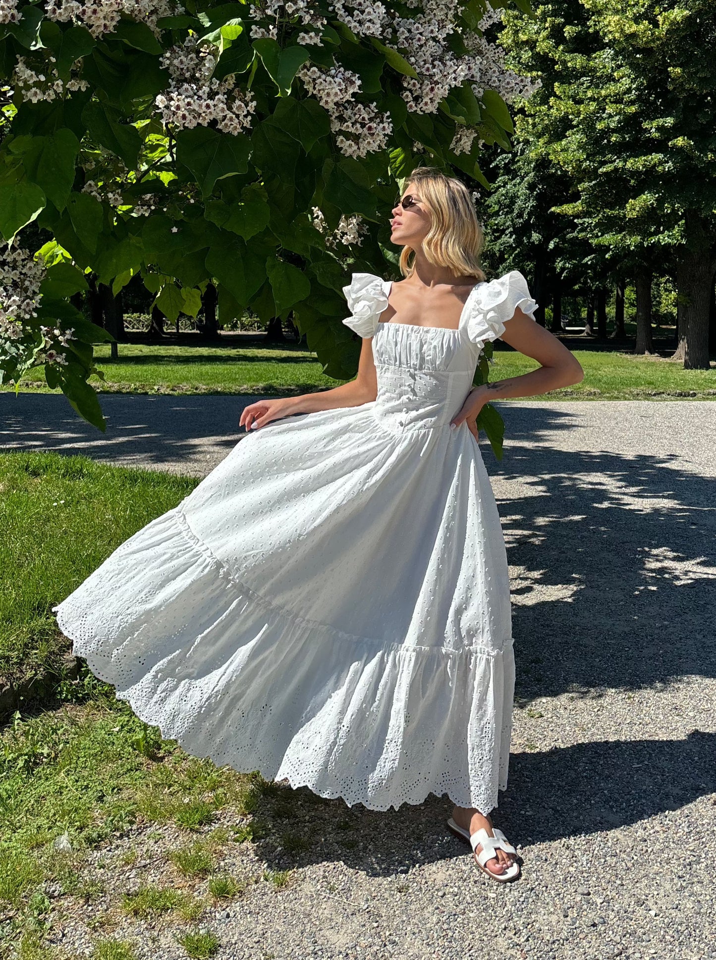 Long broderie anglaise dress