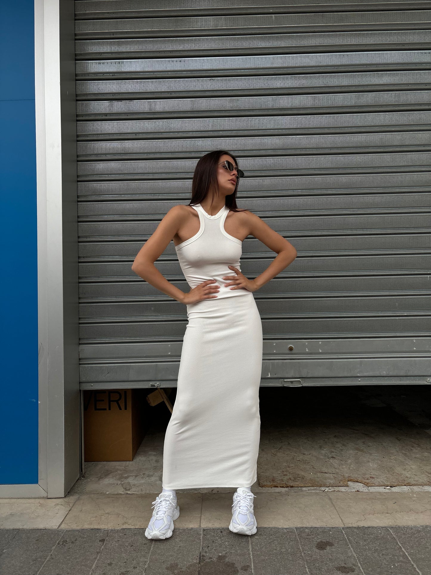 Ribbed midi racer dress