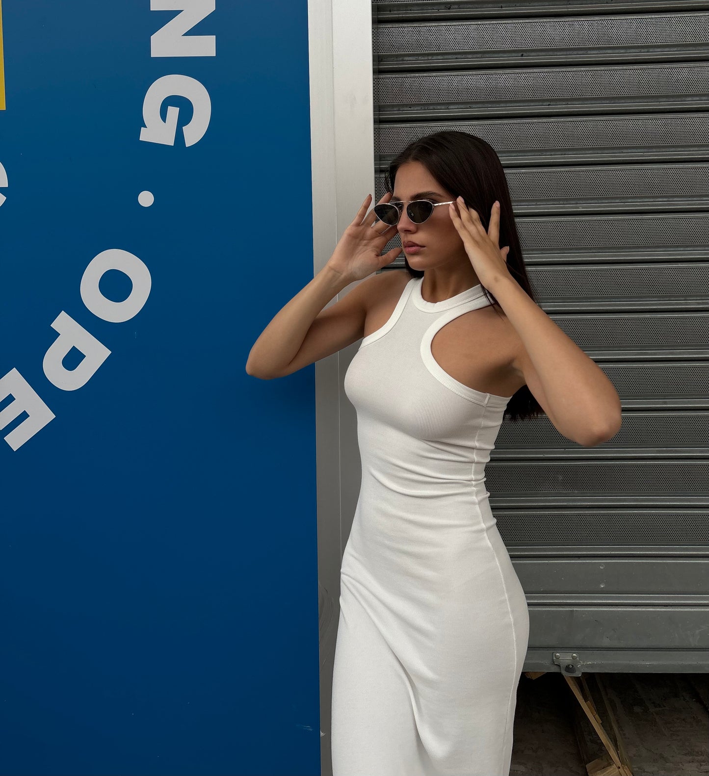 Ribbed midi racer dress