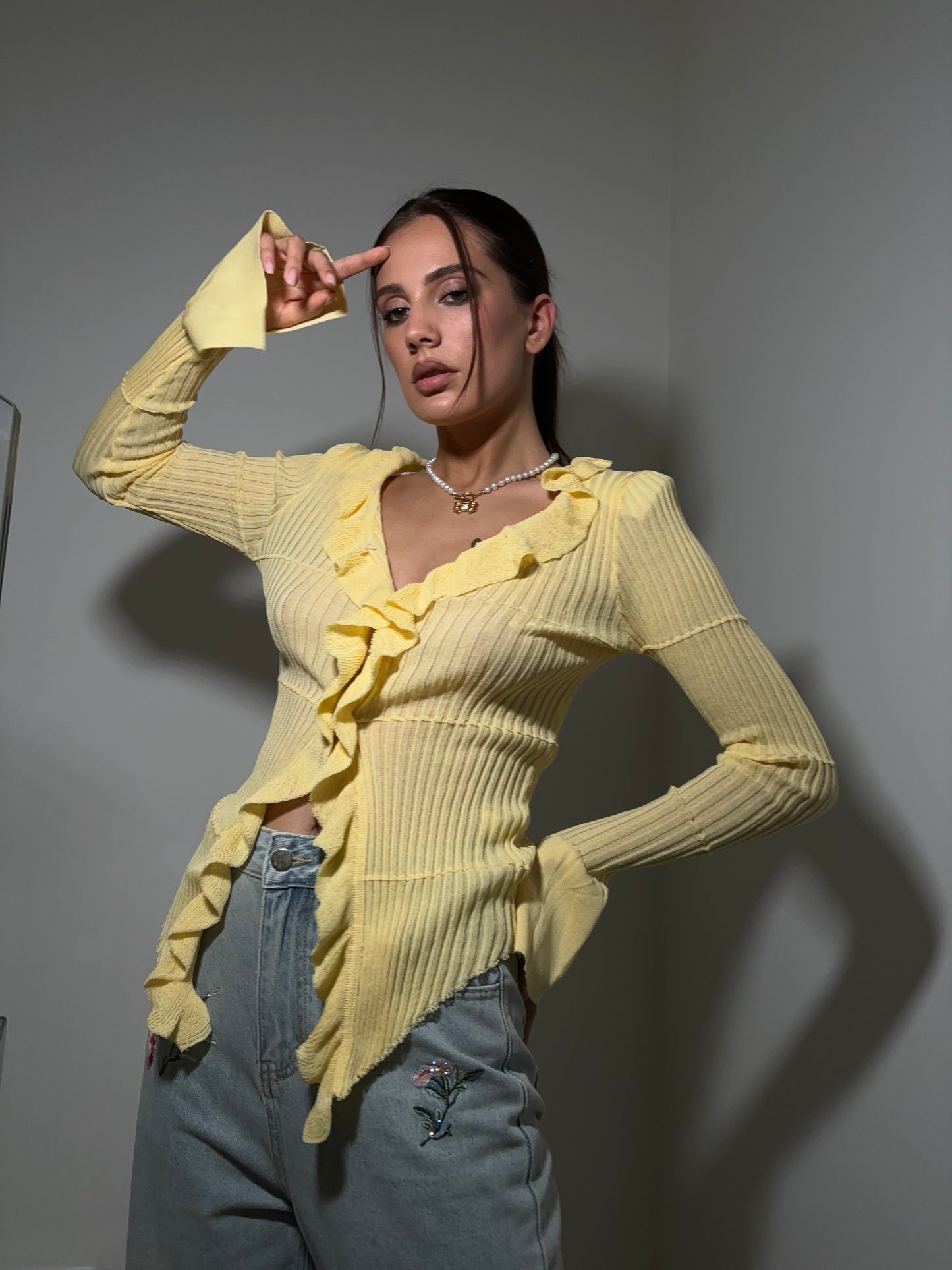 Ruffled cardigan