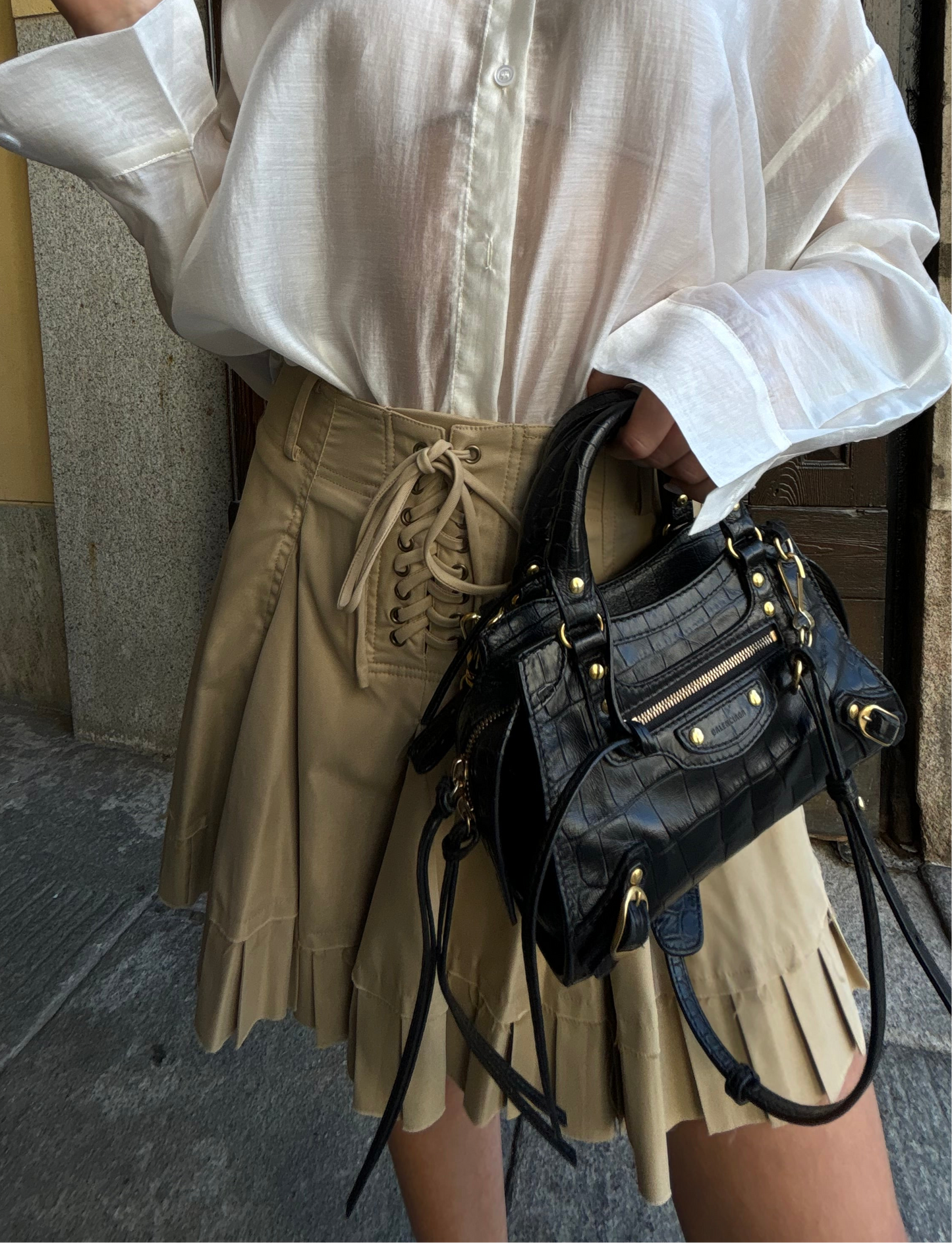 Minigonna pieghe in tela
