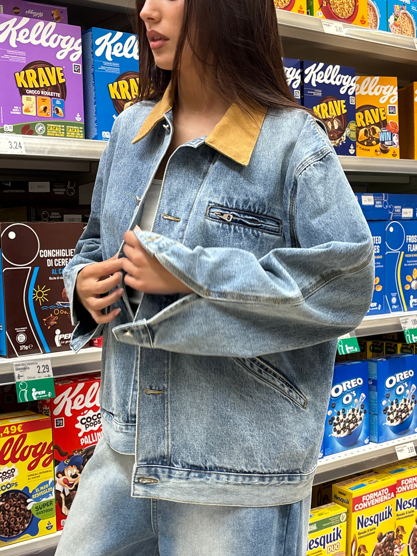 "Old school" jacket in oversized denim