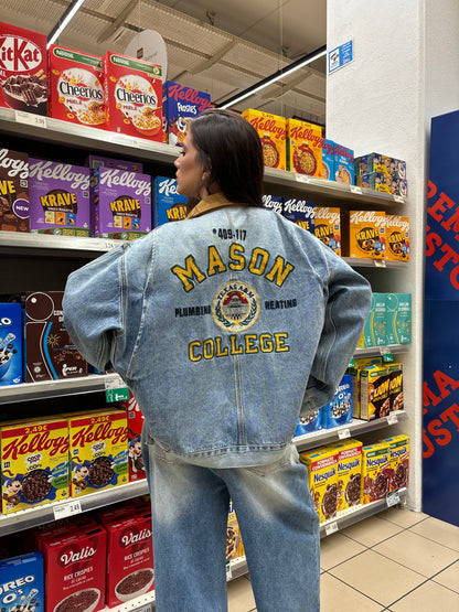 "Old school" jacket in oversized denim