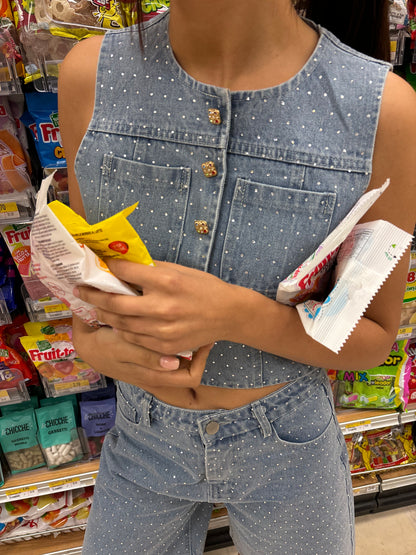 Co-ord set denim crystal