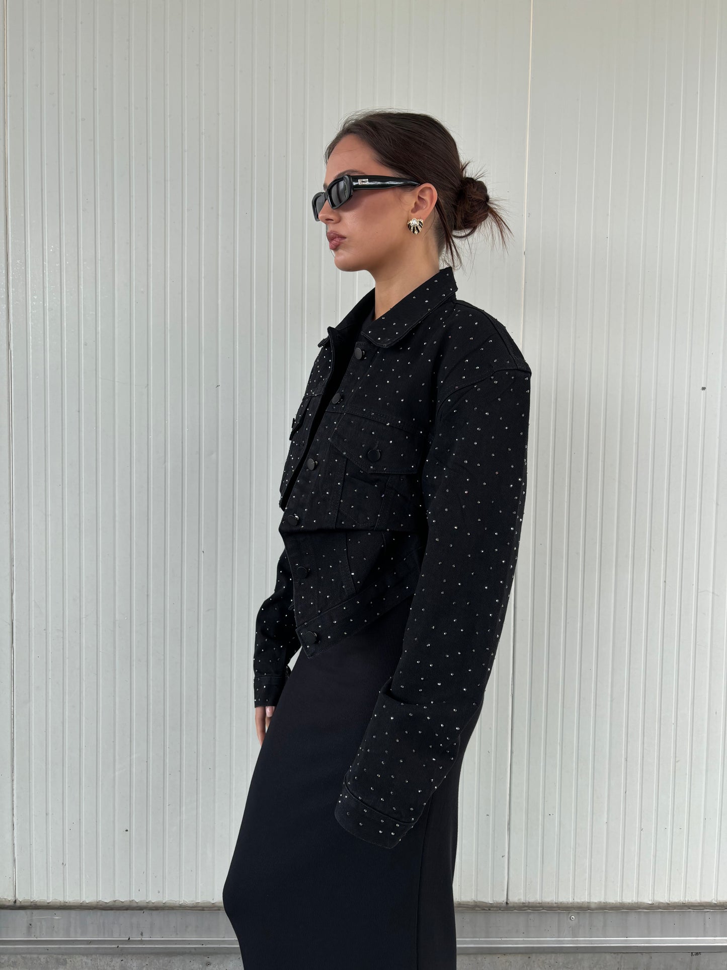Giacca in denim crystal