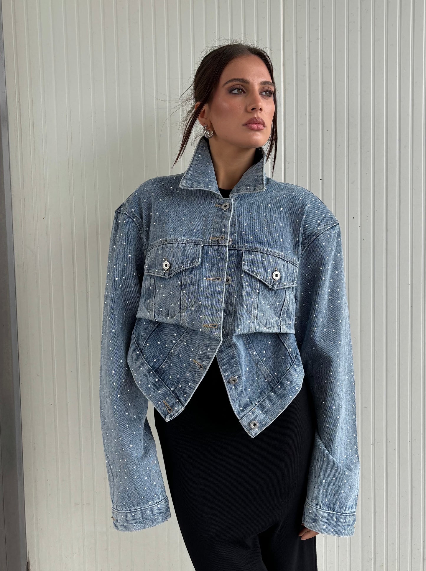 Giacca in denim crystal
