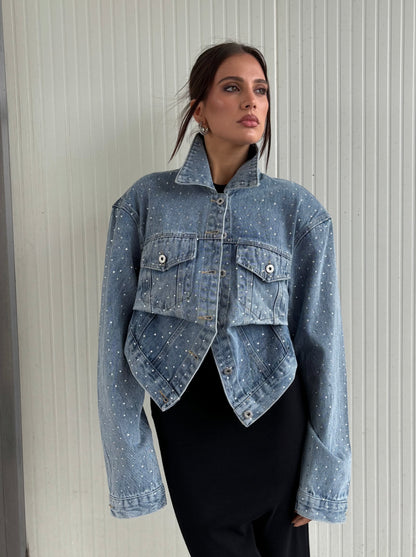 Giacca in denim crystal