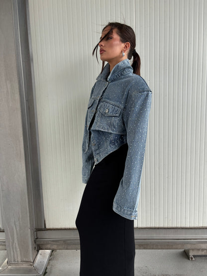 Giacca in denim crystal