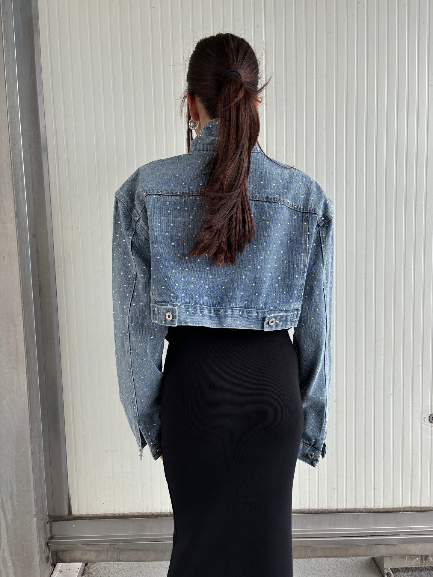 Giacca in denim crystal