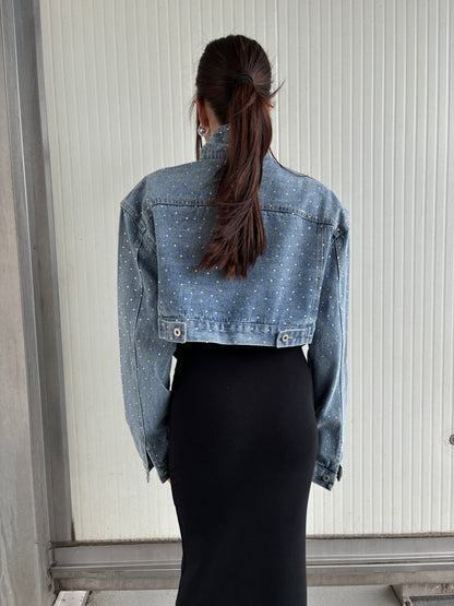 Giacca in denim crystal