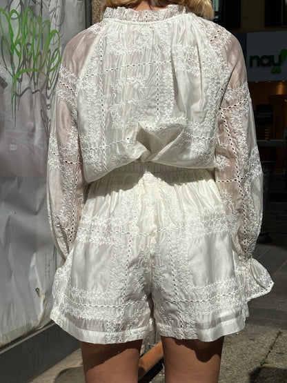 Co-ord broderie anglaise shirt and shorts set