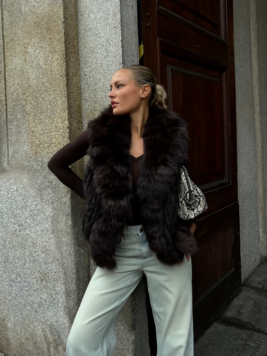 Gilet di pelliccia tricot