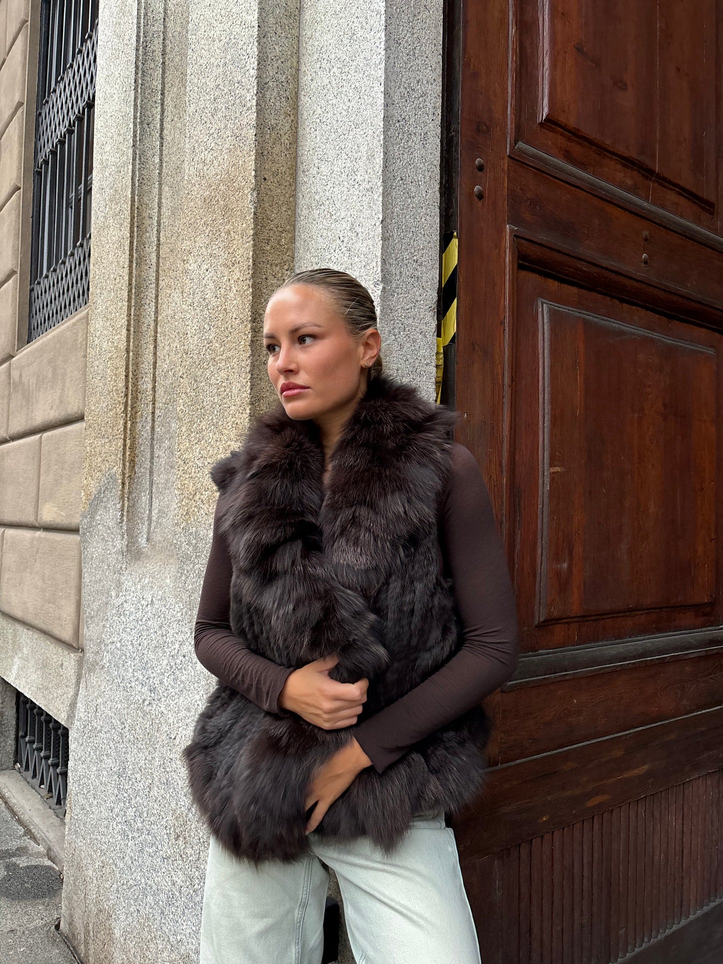 Gilet di pelliccia tricot