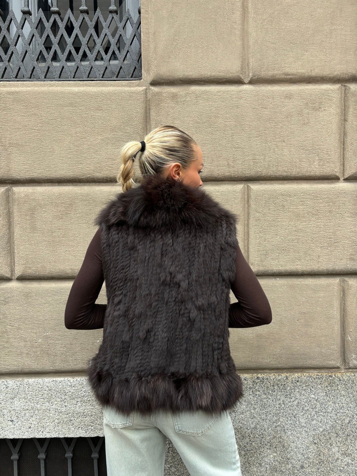 Gilet di pelliccia tricot
