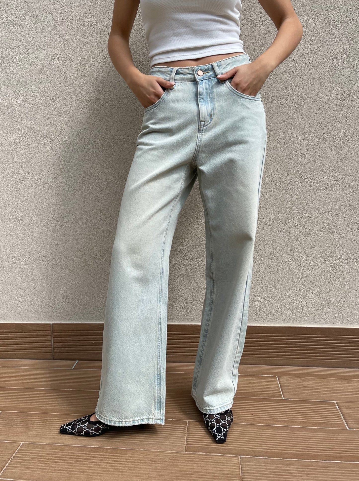Full length washed jeans