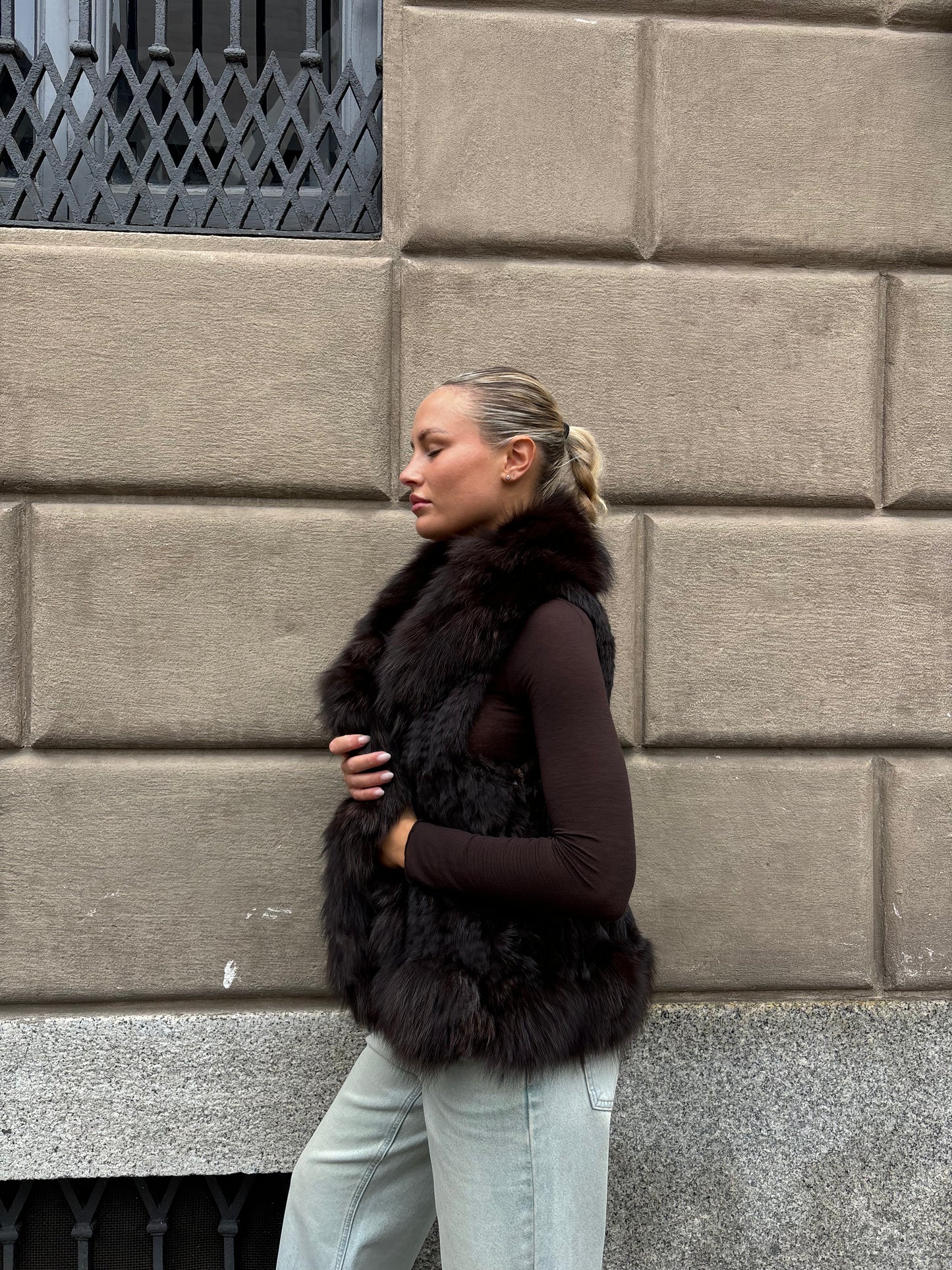 Gilet di pelliccia tricot