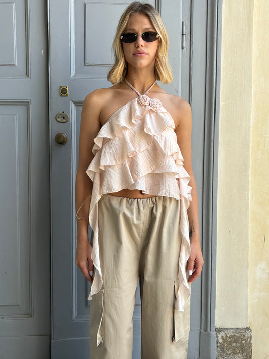 Halter top con rouches