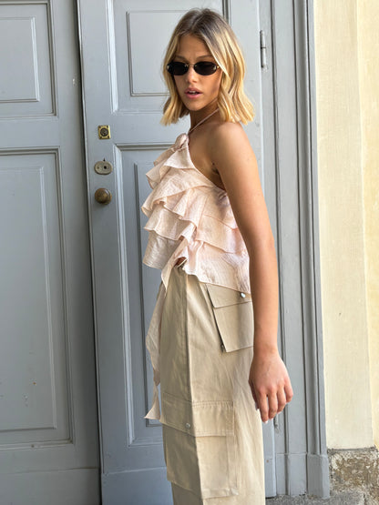 Halter top con rouches