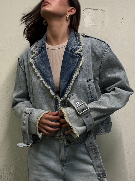 Giacca in denim washed