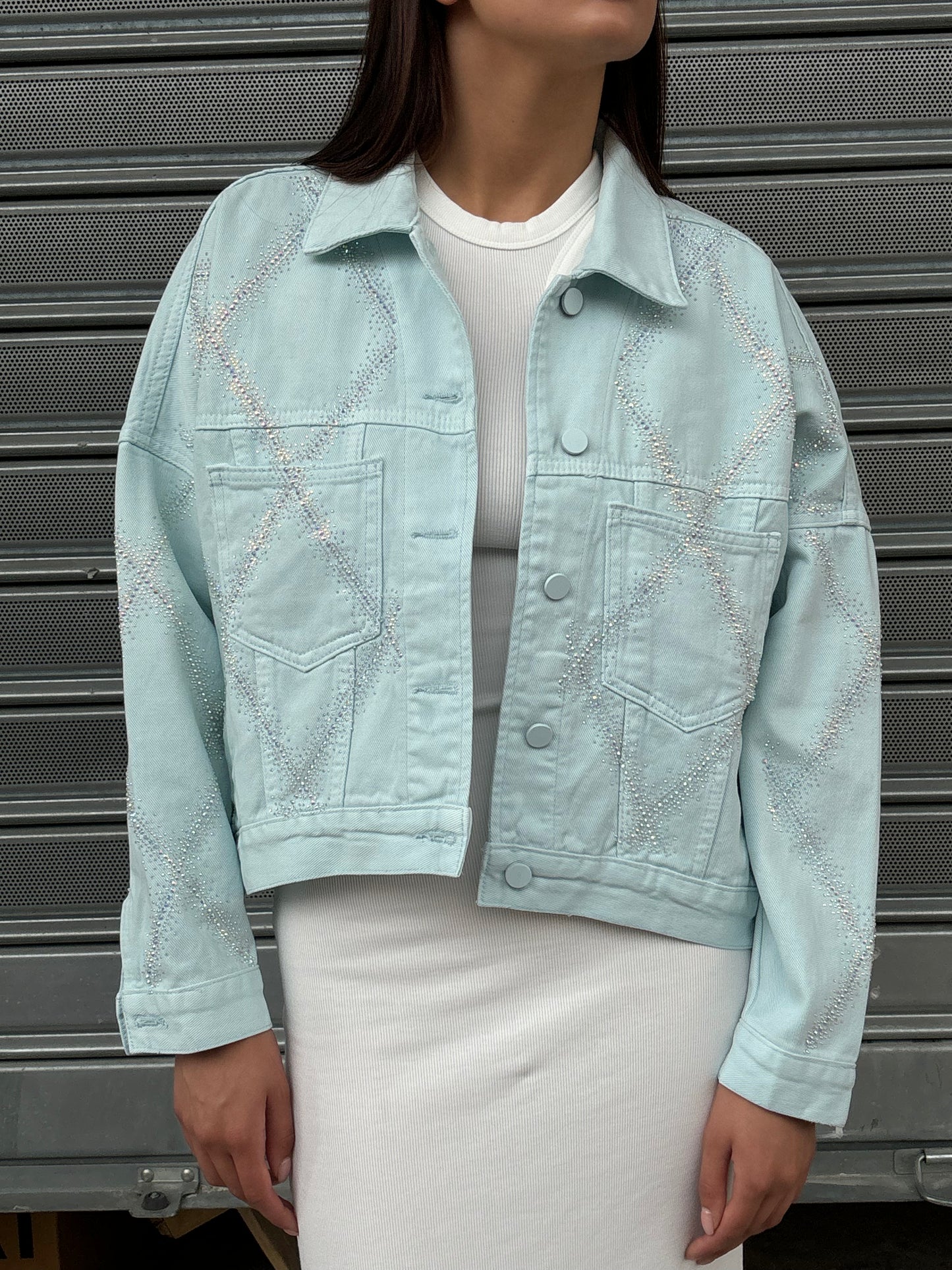 Giacca in denim crystal diamond