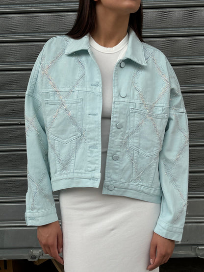 Giacca in denim crystal diamond