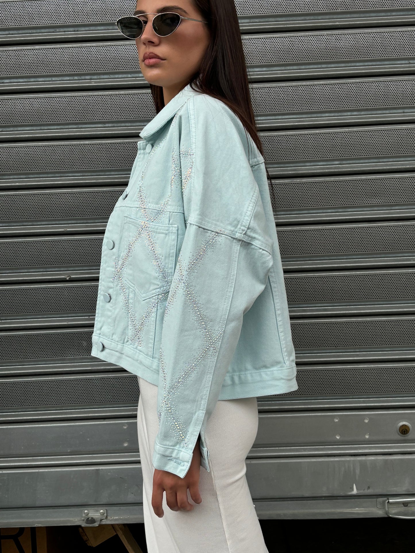 Giacca in denim crystal diamond