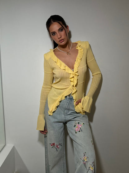 Ruffled cardigan