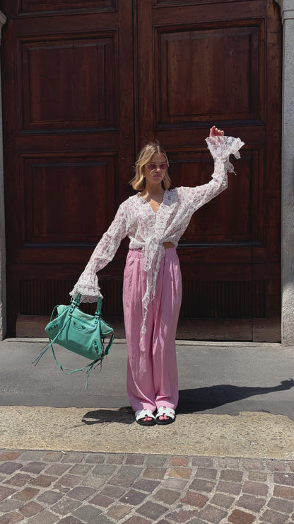 Wide fit trousers with drawstring