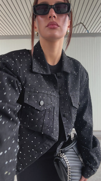 Giacca in denim crystal